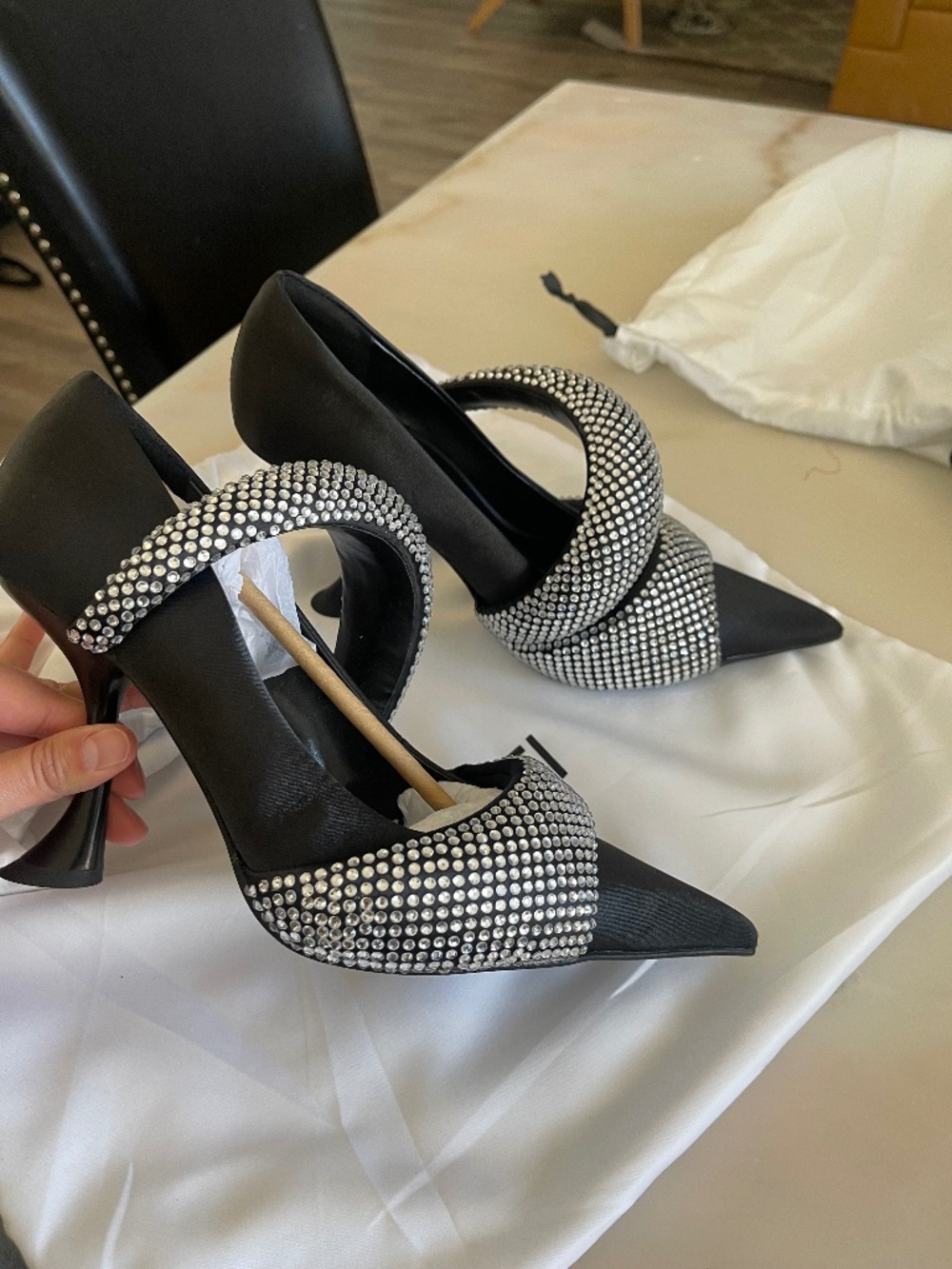 Jw pei black crystal Sara pump new